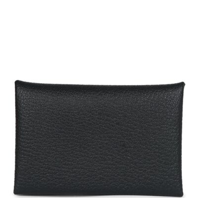 Hermes Calvi Card Holder Black Verso Chevre PHW