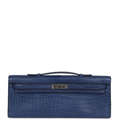 Hermes Kelly Cut Bleu De Malte Matte Porosus Crocodile PHW