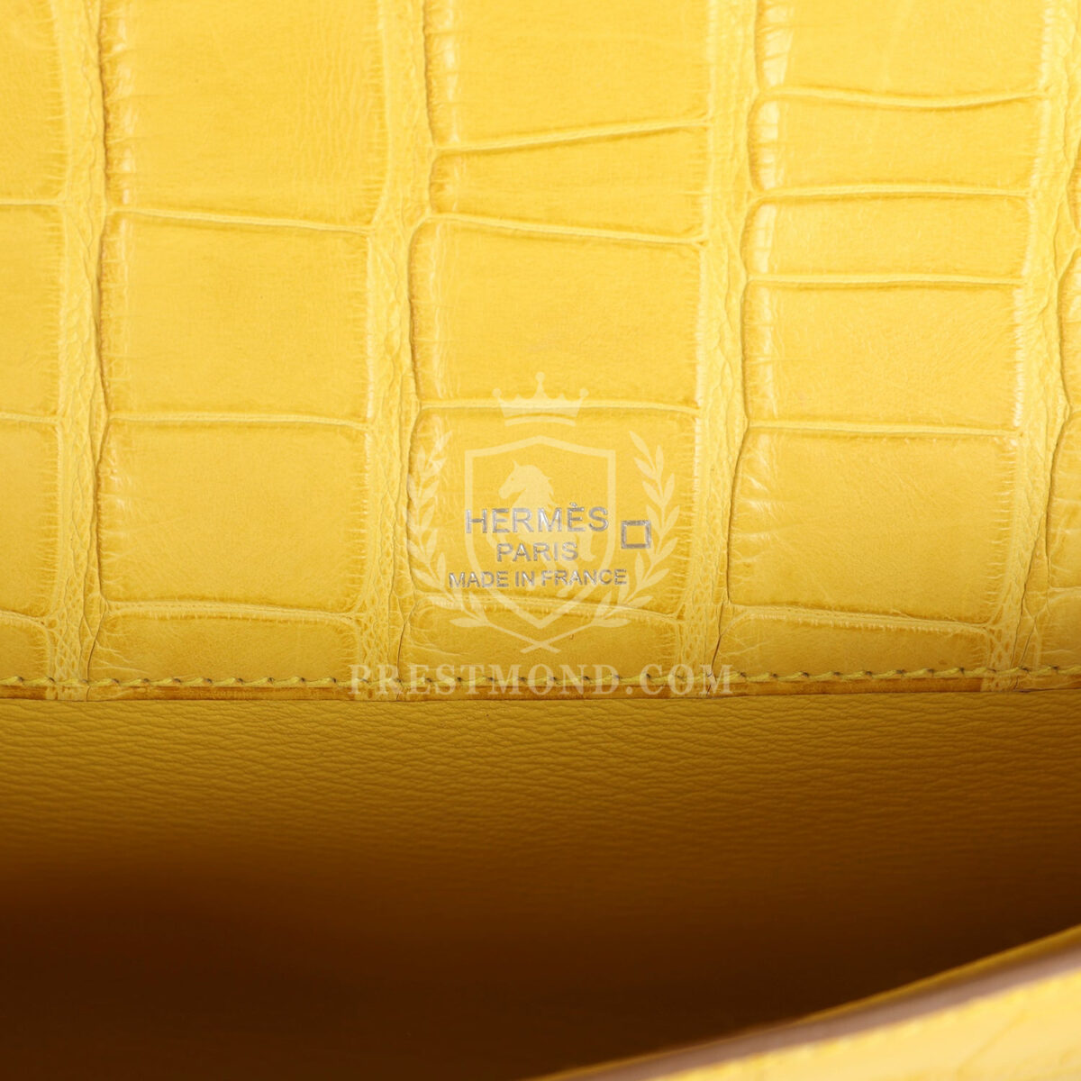 Hermes Kelly Cut Mimosa Matte Alligator PHW — изображение 7