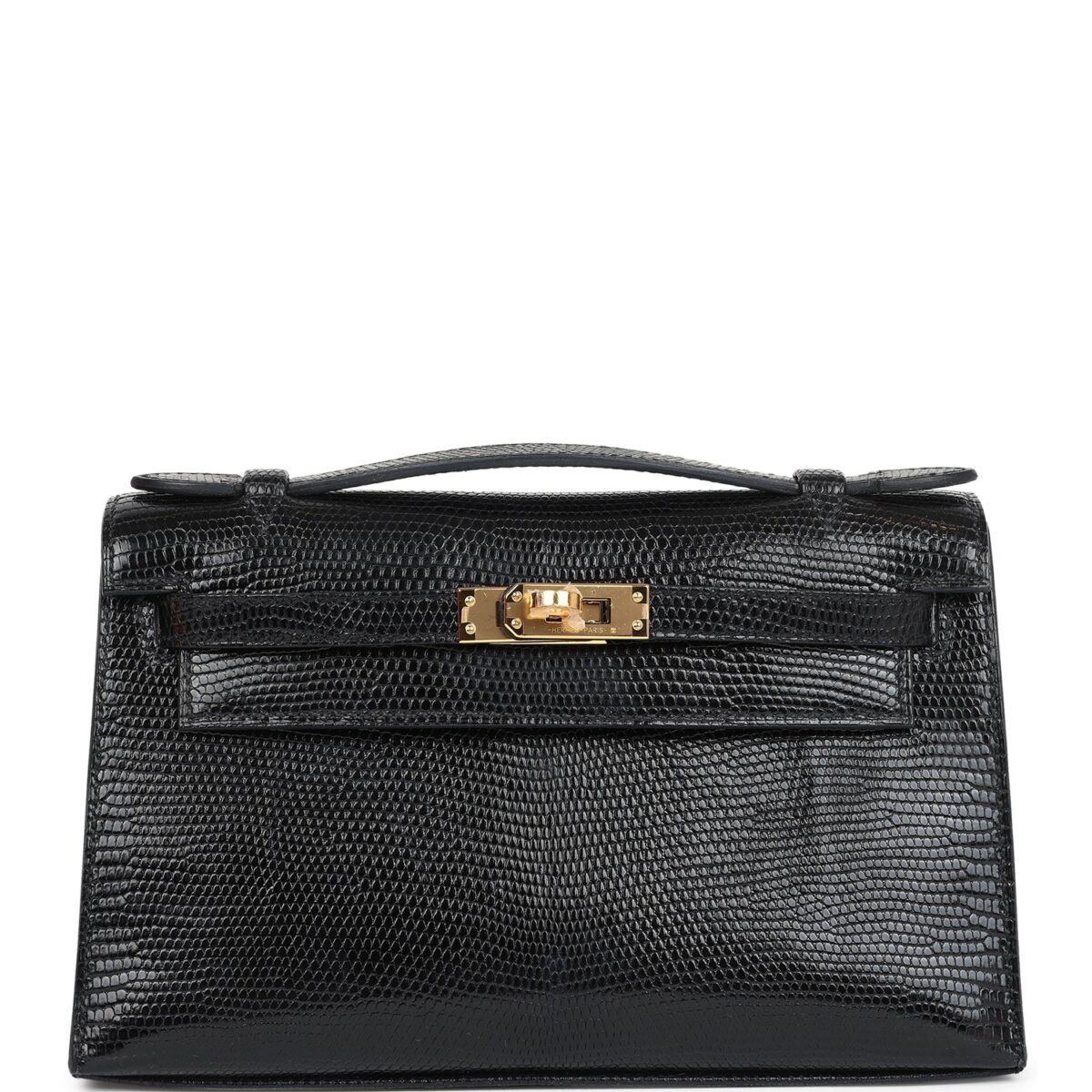 Hermes Kelly Pochette Black Varanus Niloticus Lizard GHW
