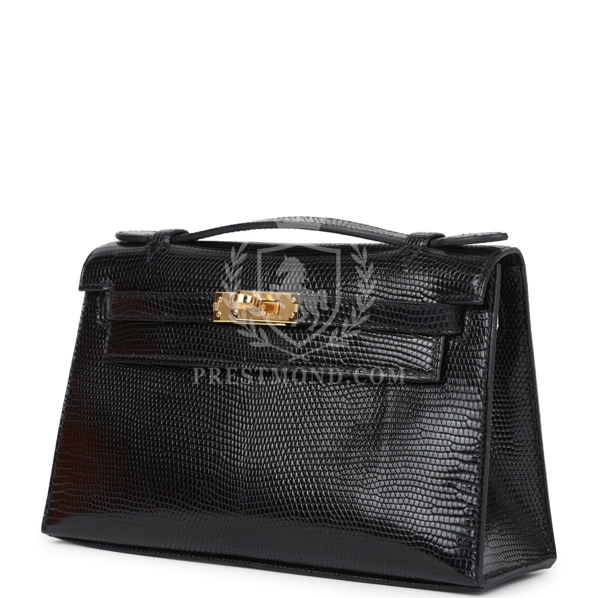 Hermes Kelly Pochette Black Varanus Niloticus Lizard GHW — изображение 5