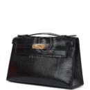 Hermes Kelly Pochette Black Varanus Niloticus Lizard GHW