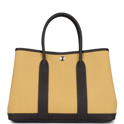 Hermes Garden Party 30 Paille Toile Militaire Canvas and Ebene Negonda PHW