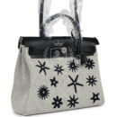 Hermes Herbag Zip 31 PM Hobnailed Black and Ecru Printed H Plume Canvas and Vache Hunter PHW