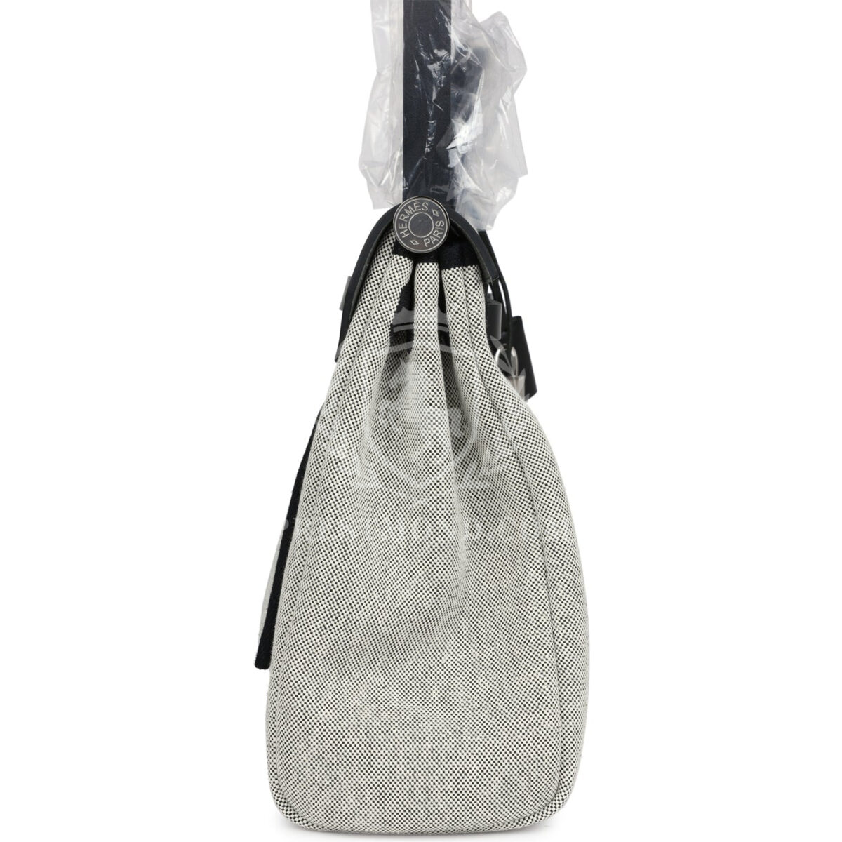 Hermes Herbag Zip 31 PM Hobnailed Black and Ecru Printed H Plume Canvas and Vache Hunter PHW — изображение 3