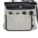 Hermes Herbag Zip 31 PM Hobnailed Black and Ecru Printed H Plume Canvas and Vache Hunter PHW
