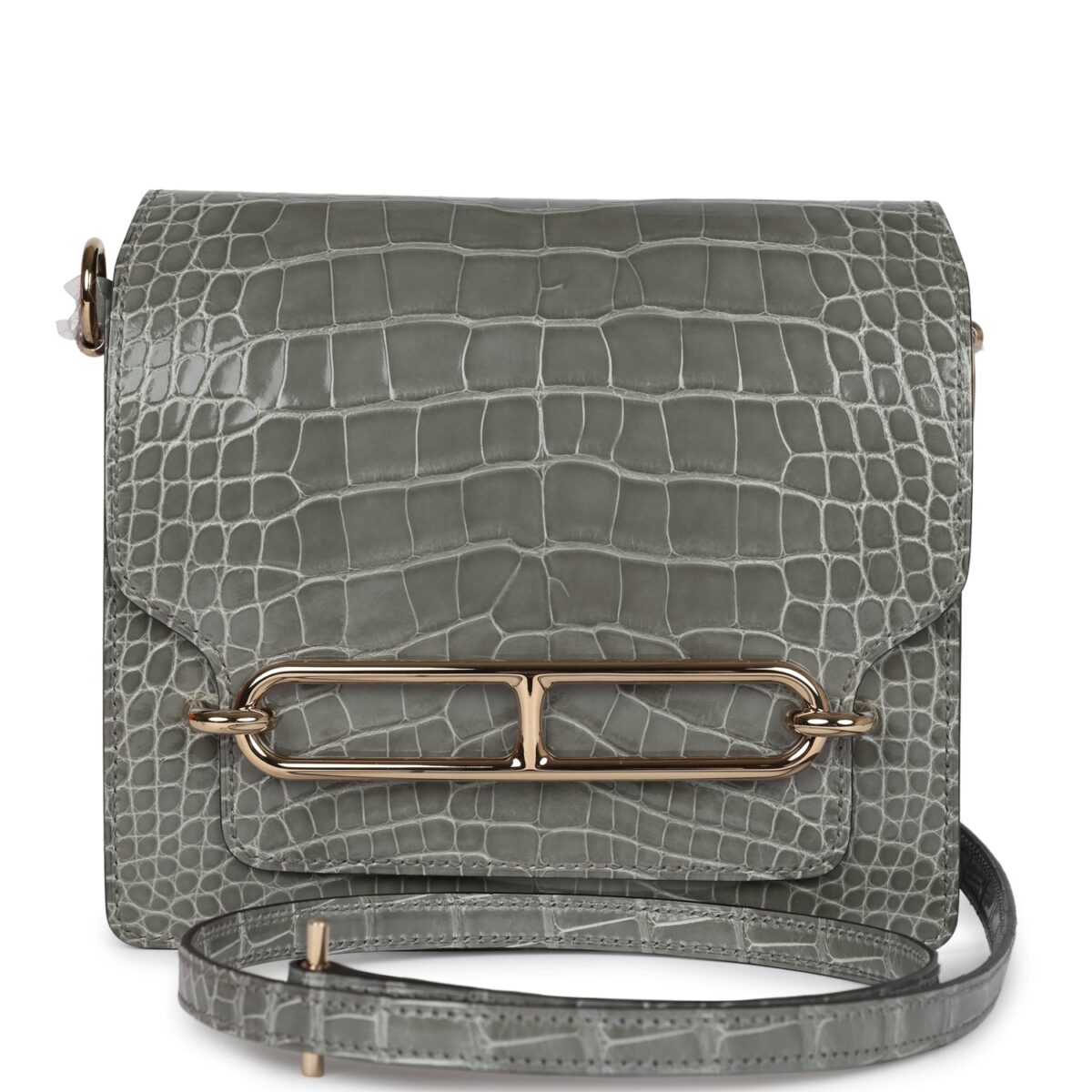 Hermes Mini Roulis Gris Ciment Shiny Alligator PBHW
