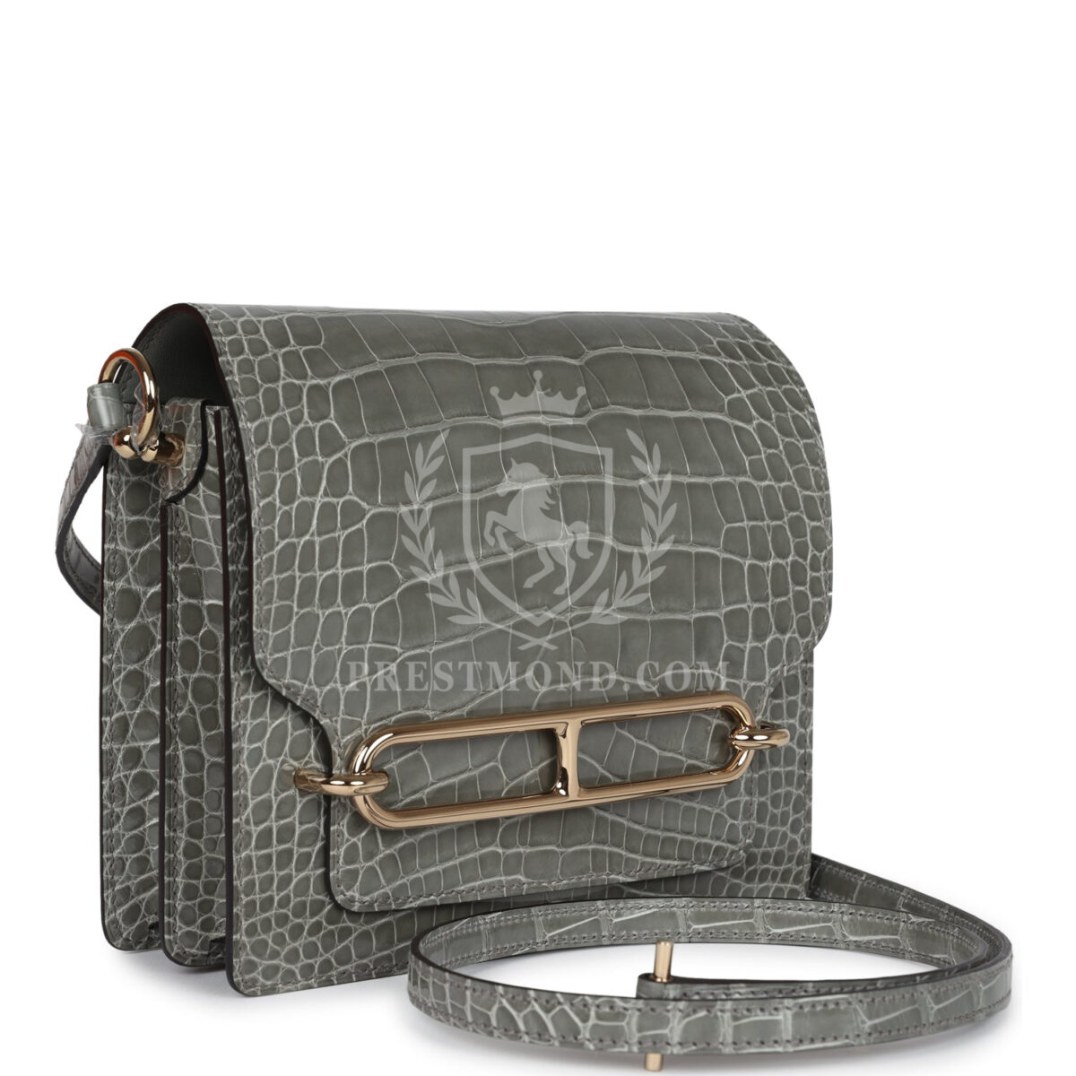 Hermes Mini Roulis Gris Ciment Shiny Alligator PBHW — изображение 2