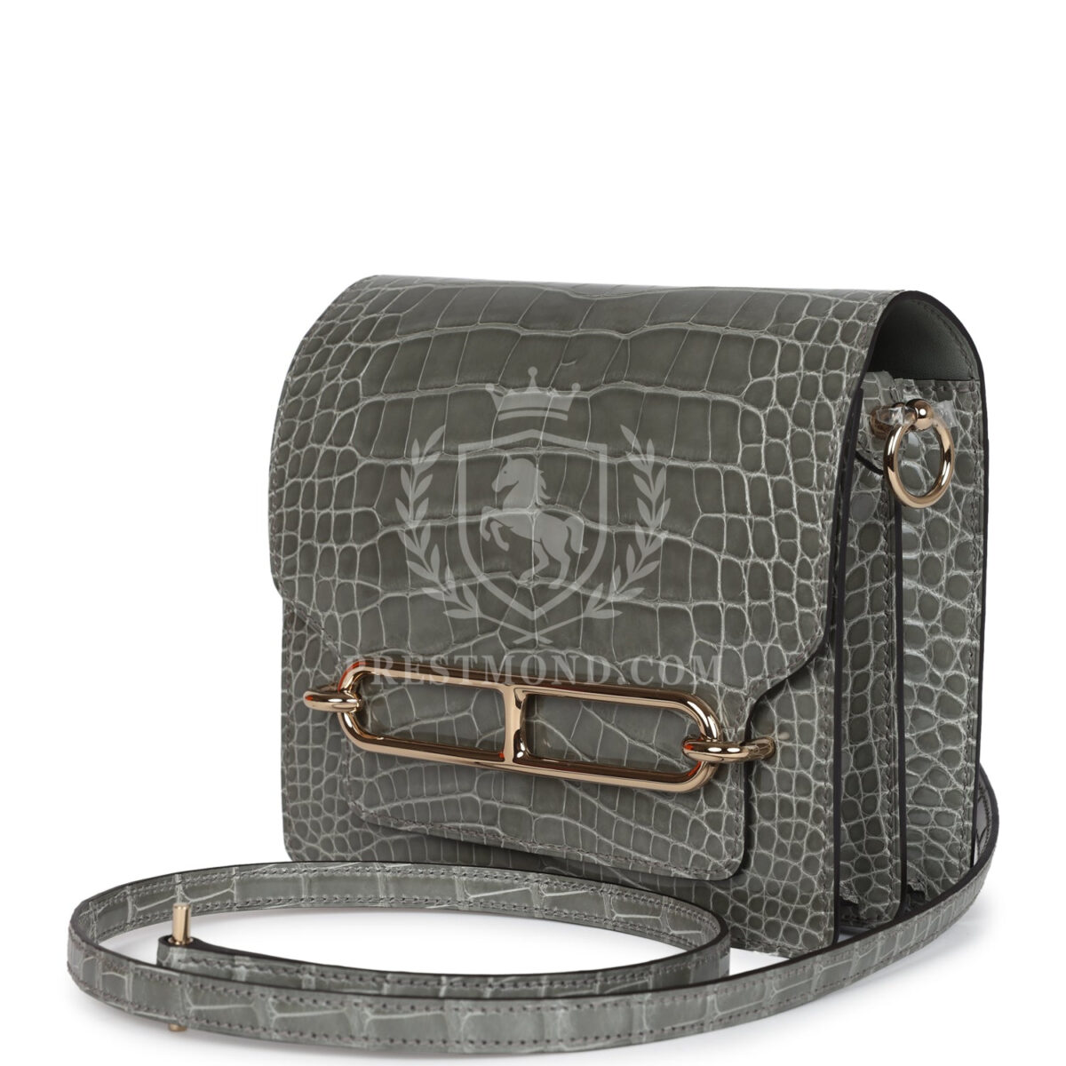 Hermes Mini Roulis Gris Ciment Shiny Alligator PBHW — изображение 5