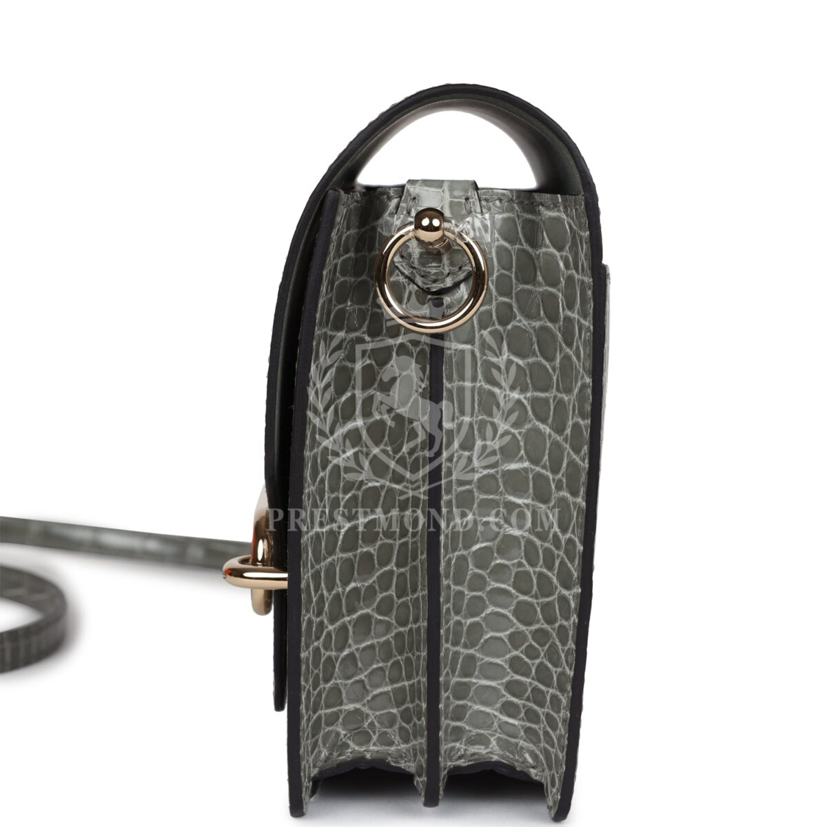 Hermes Mini Roulis Gris Ciment Shiny Alligator PBHW — изображение 6