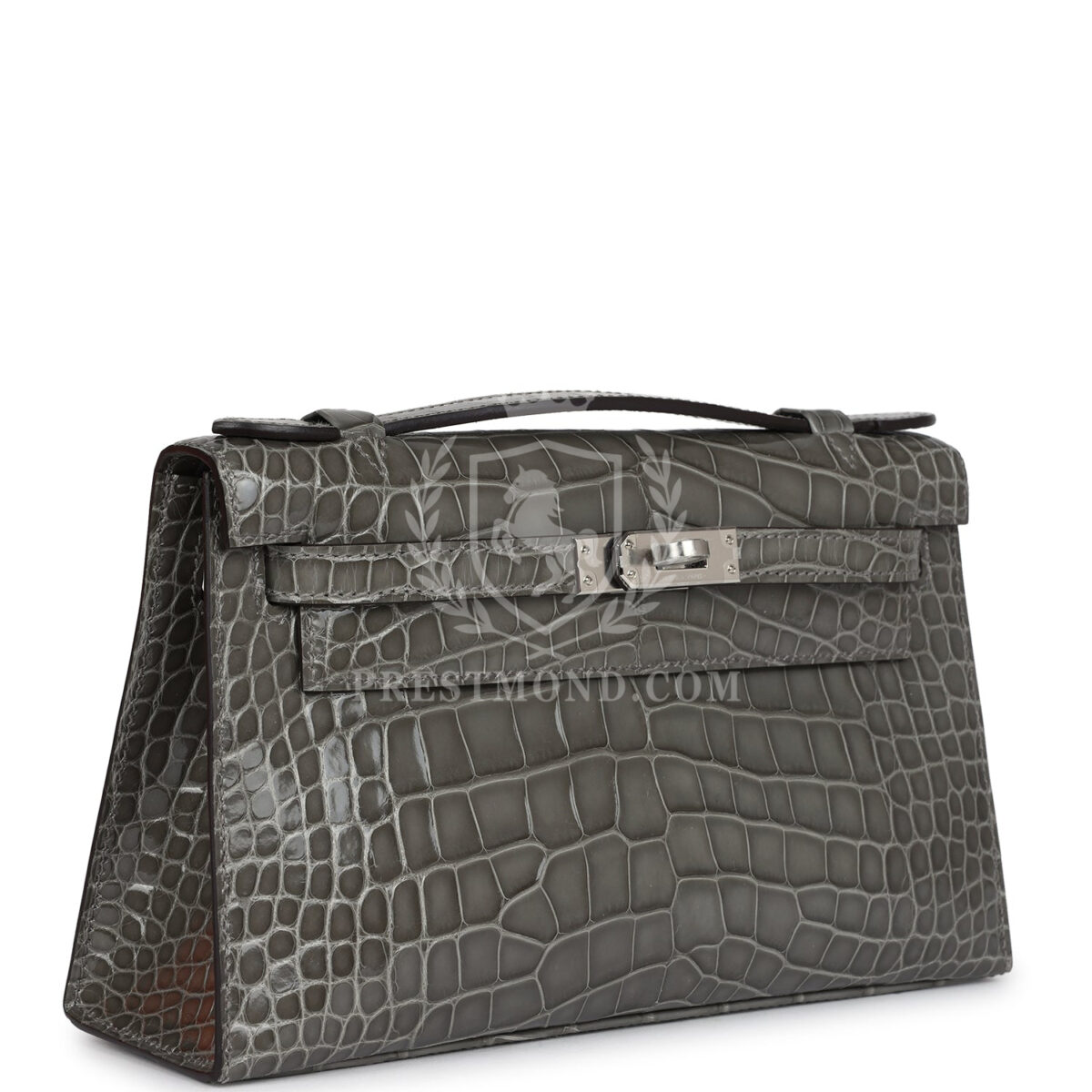 Hermes Kelly Pochette Gris Ciment Shiny Alligator PHW — изображение 2