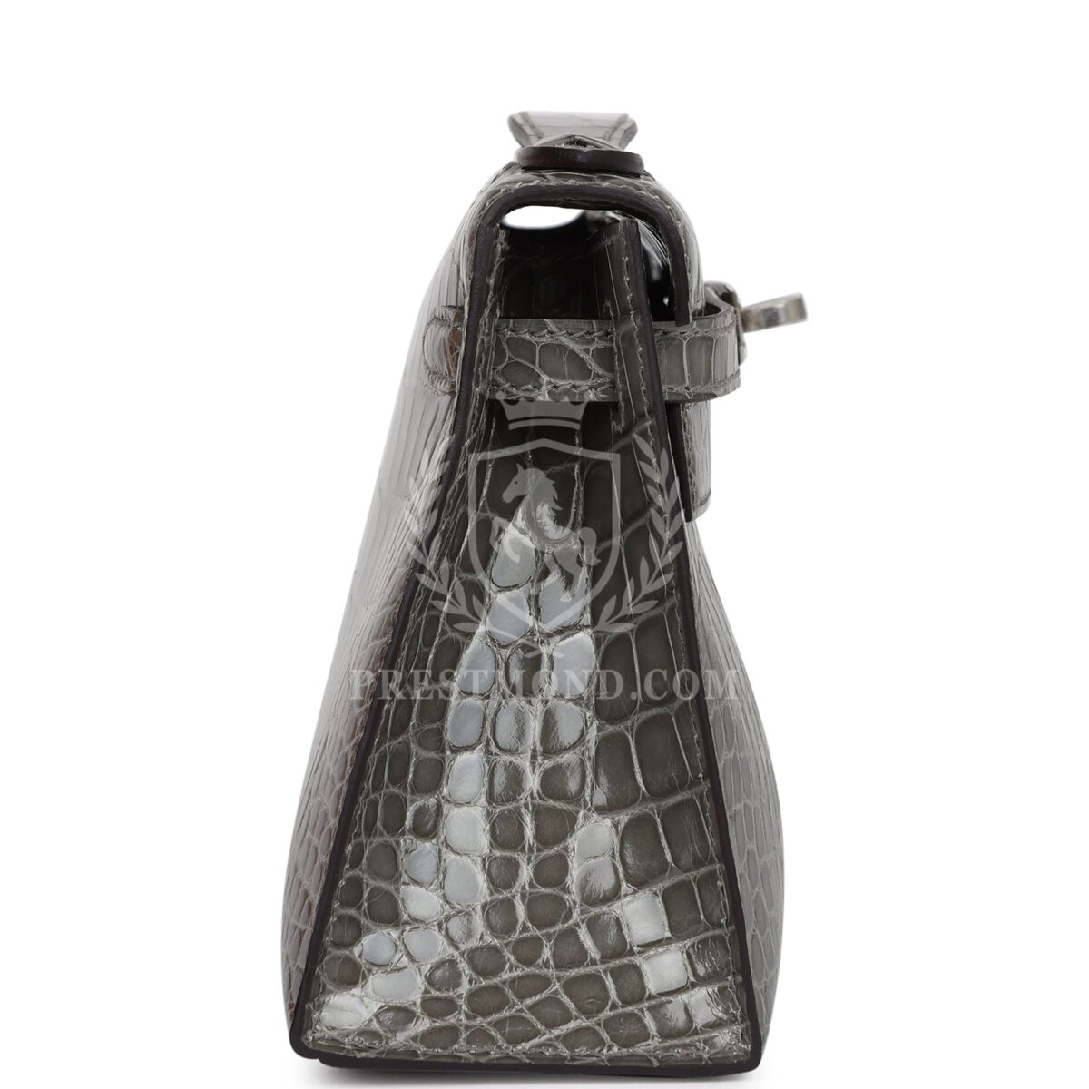 Hermes Kelly Pochette Gris Ciment Shiny Alligator PHW — изображение 3