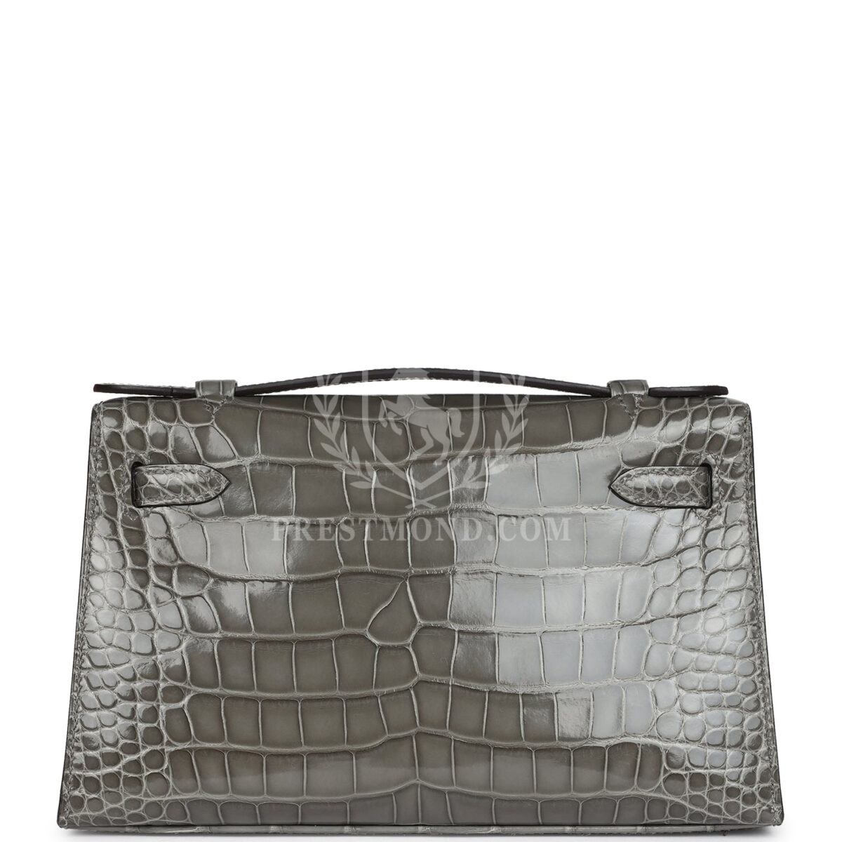 Hermes Kelly Pochette Gris Ciment Shiny Alligator PHW — изображение 4