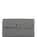 Hermes Kelly Pocket Long Wallet Gris Meyer Madame GHW