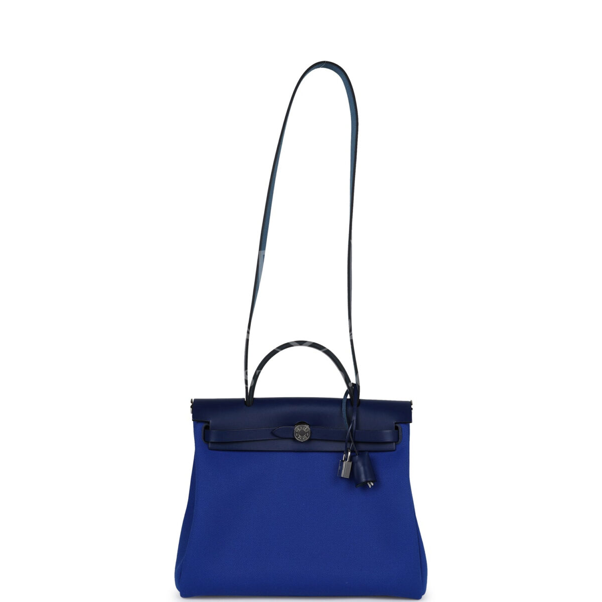 Hermes Herbag Zip PM 31 Bleu Bill Toile Militaire Canvas and Bleu Saphir Vache Hunter PHW — изображение 7