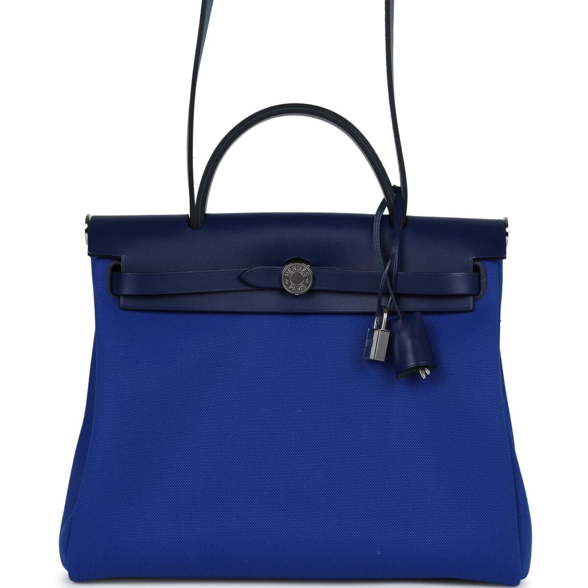 Hermes Herbag Zip PM 31 Bleu Bill Toile Militaire Canvas and Bleu Saphir Vache Hunter PHW