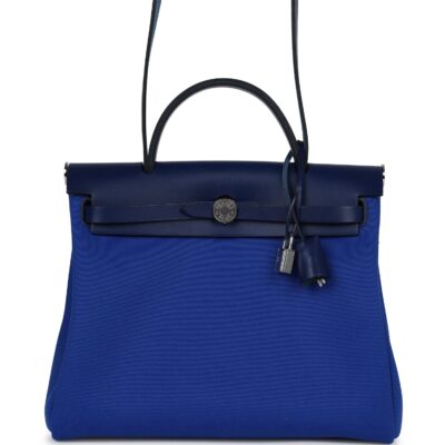 Hermes Herbag Zip PM 31 Bleu Bill Toile Militaire Canvas and Bleu Saphir Vache Hunter PHW