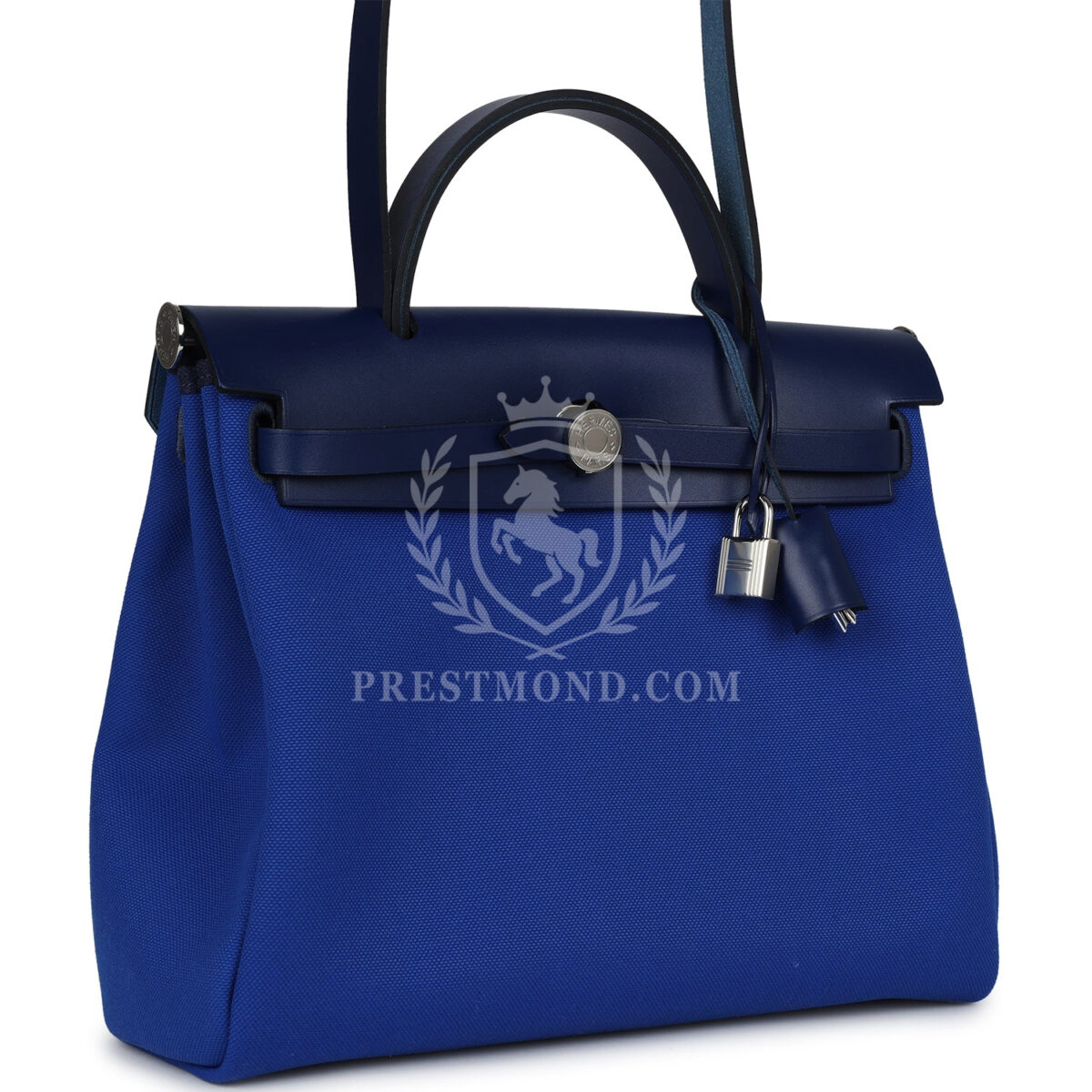 Hermes Herbag Zip PM 31 Bleu Bill Toile Militaire Canvas and Bleu Saphir Vache Hunter PHW — изображение 2