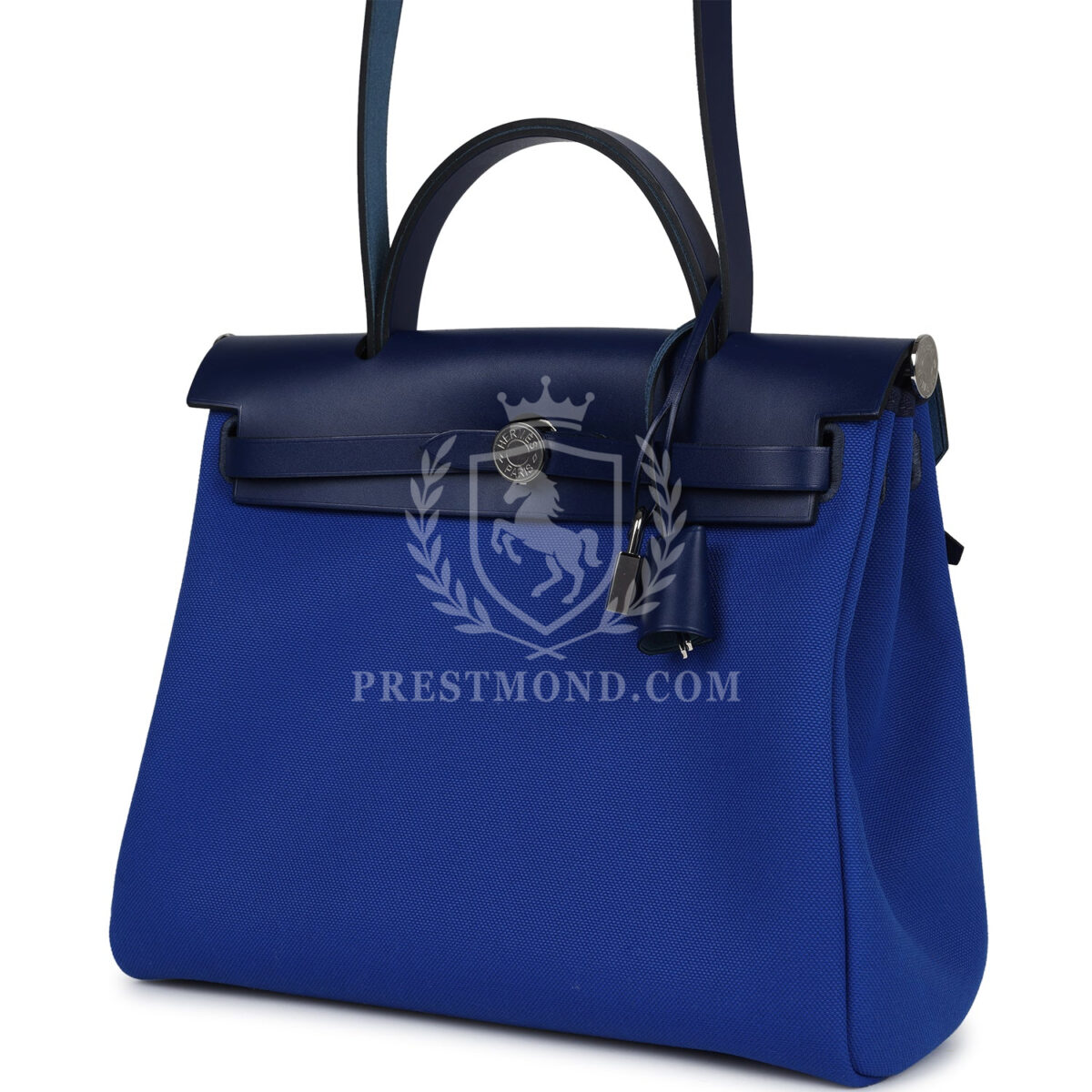 Hermes Herbag Zip PM 31 Bleu Bill Toile Militaire Canvas and Bleu Saphir Vache Hunter PHW — изображение 5