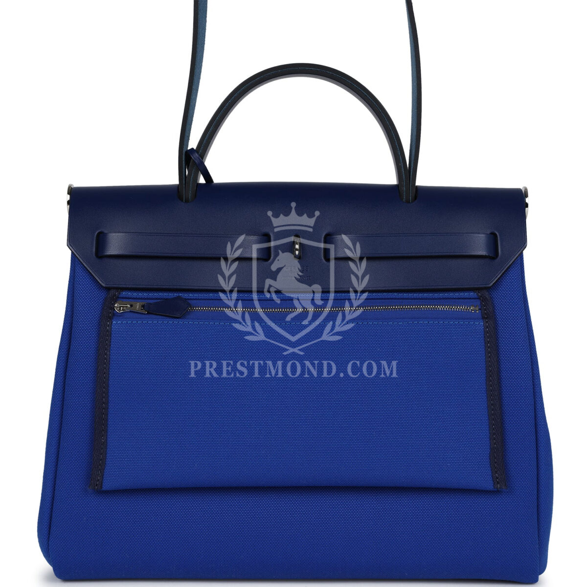 Hermes Herbag Zip PM 31 Bleu Bill Toile Militaire Canvas and Bleu Saphir Vache Hunter PHW — изображение 4