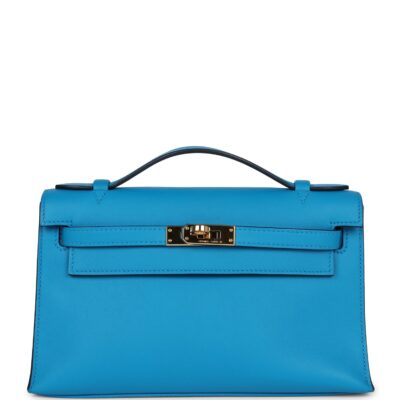 Hermes Kelly Pochette Bleu Frida Swift GHW