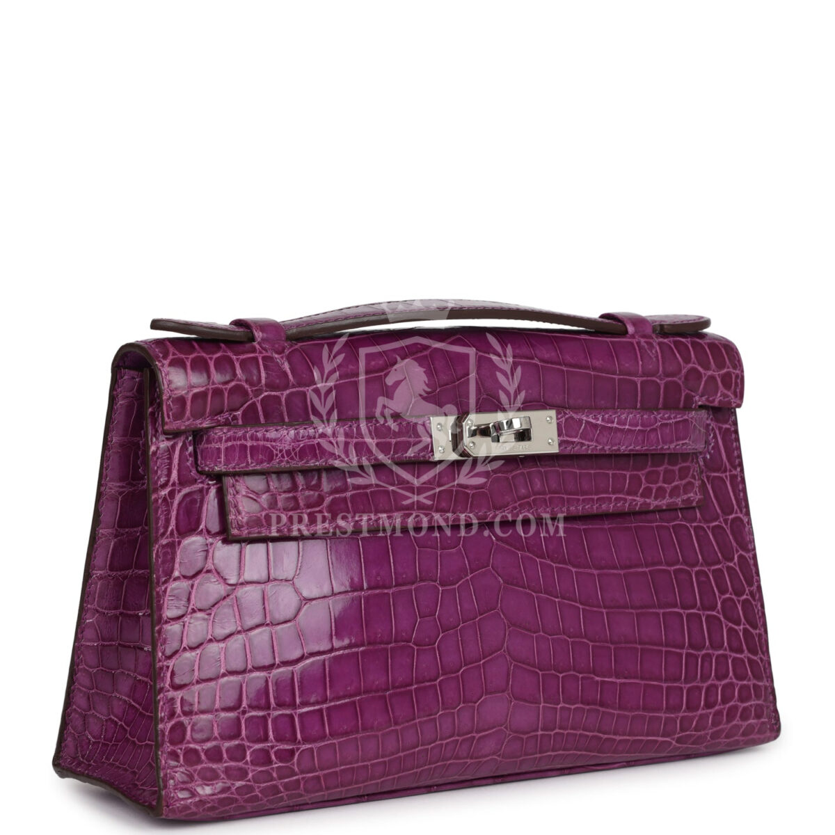 Hermes Kelly Pochette Violet Shiny Niloticus Crocodile PHW — изображение 2