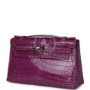 Hermes Kelly Pochette Violet Shiny Niloticus Crocodile PHW