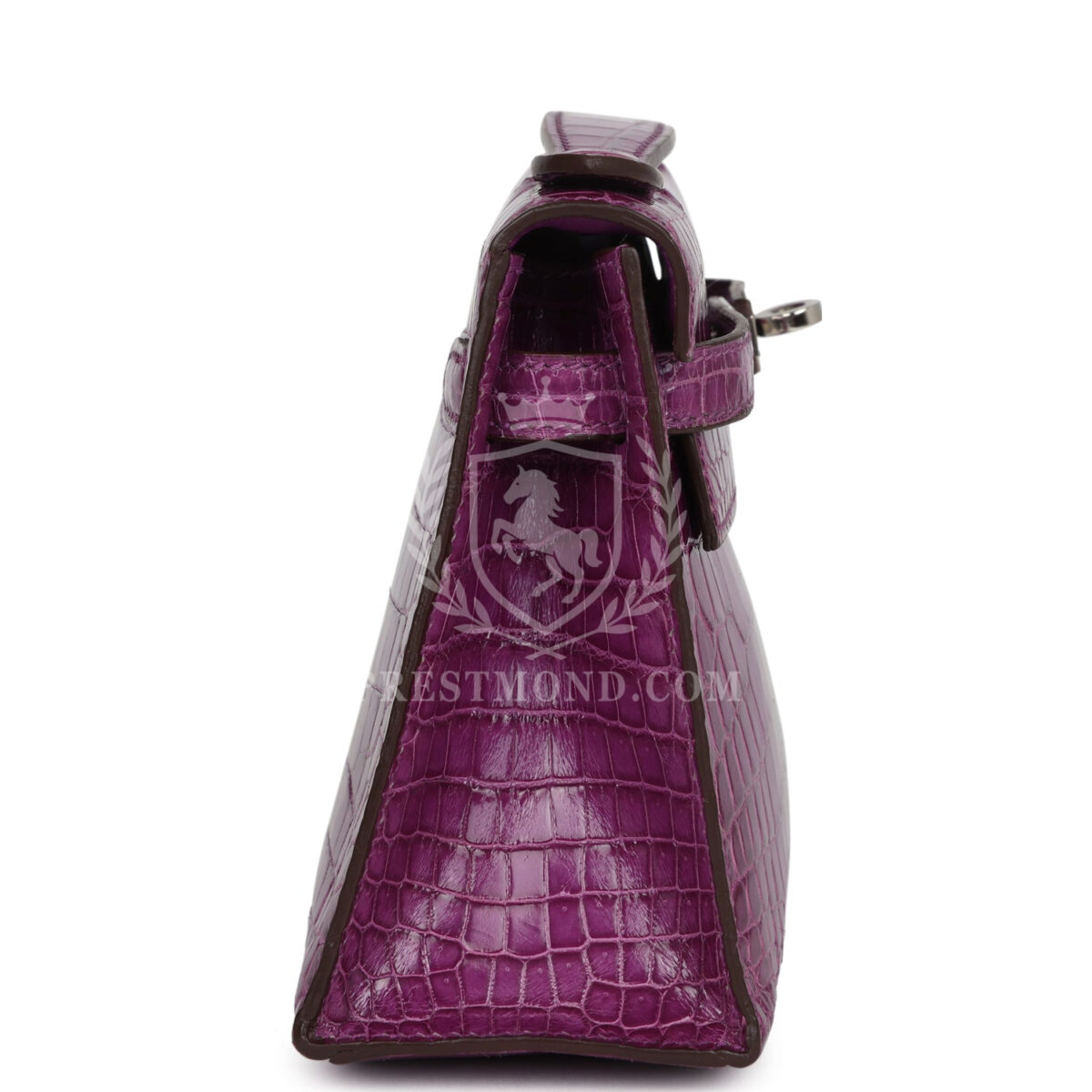Hermes Kelly Pochette Violet Shiny Niloticus Crocodile PHW — изображение 3