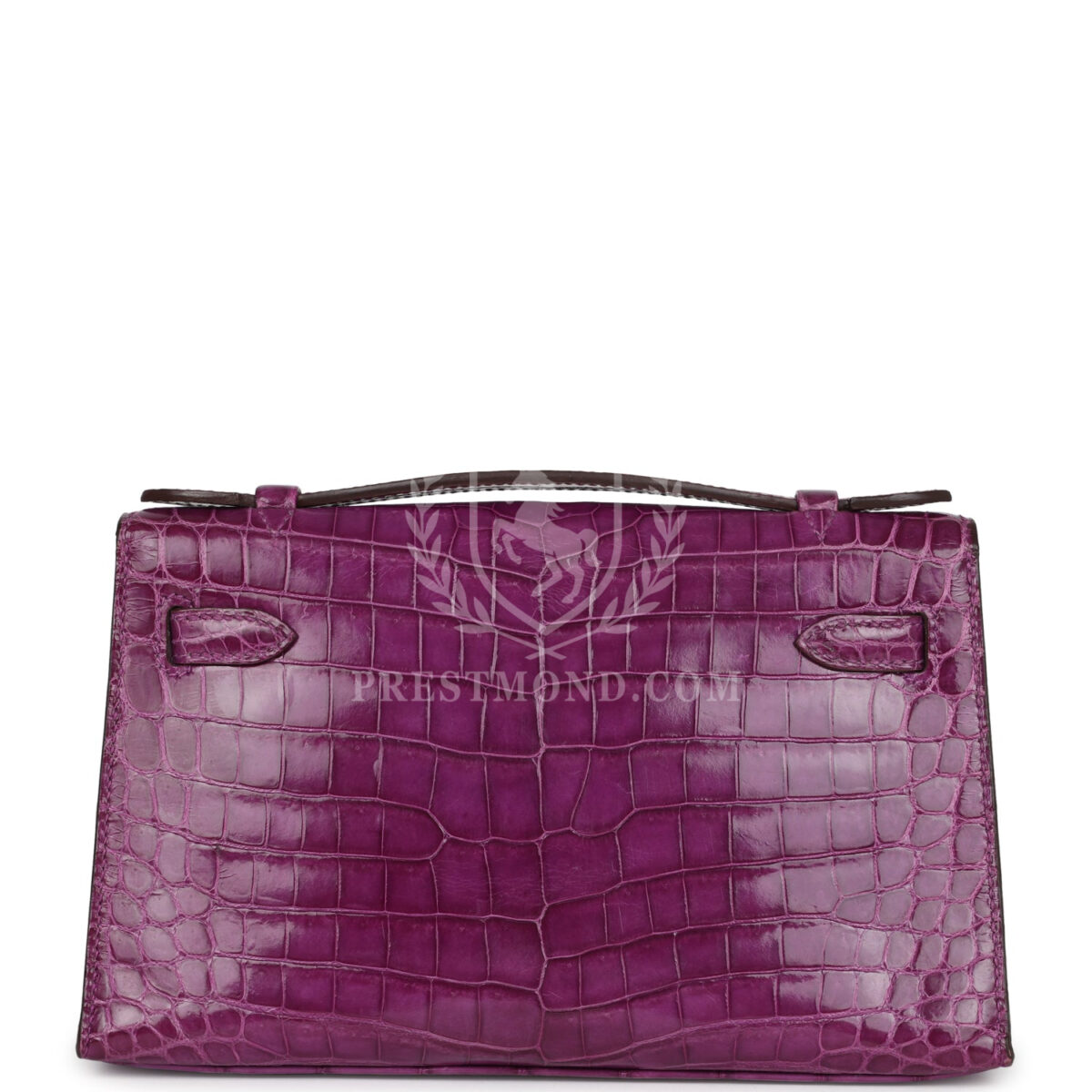 Hermes Kelly Pochette Violet Shiny Niloticus Crocodile PHW — изображение 4
