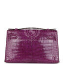 Hermes Kelly Pochette Violet Shiny Niloticus Crocodile PHW