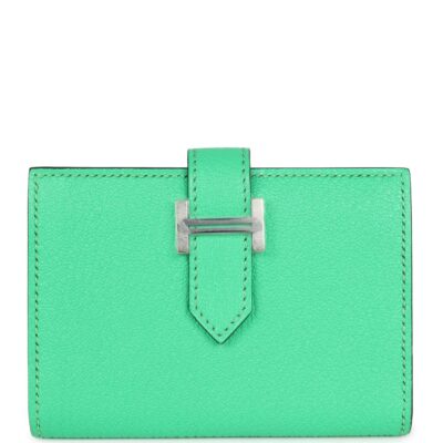 Hermes Bearn Card Holder Vert Comics Chevre Mysore PHW