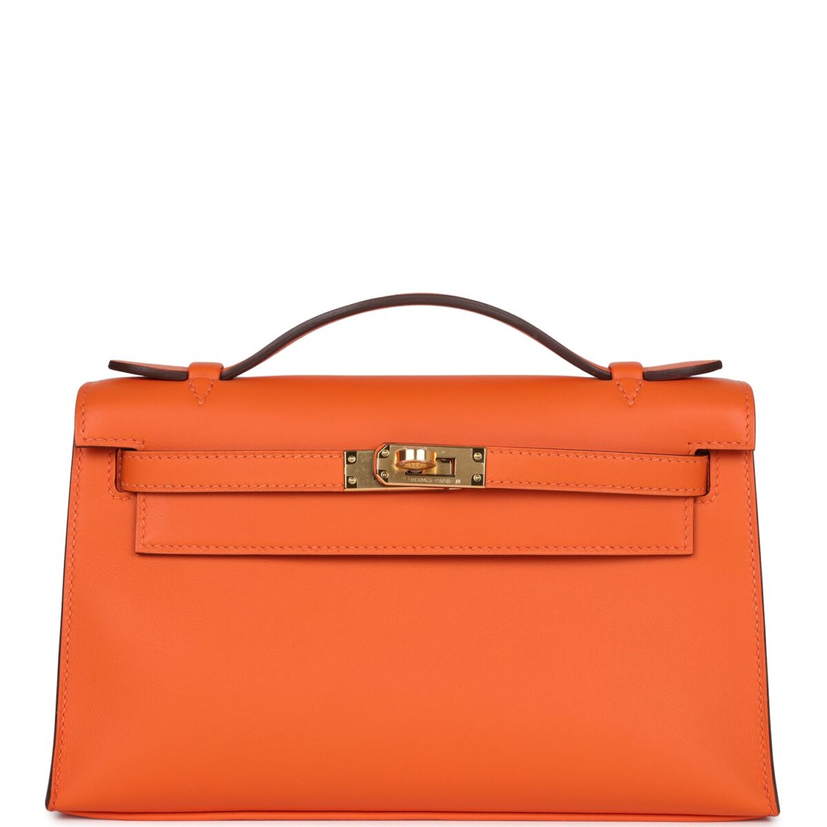 Hermes Special Order (HSS) Kelly Pochette Orange Verso Swift GHW