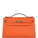 Hermes Special Order (HSS) Kelly Pochette Orange Verso Swift GHW