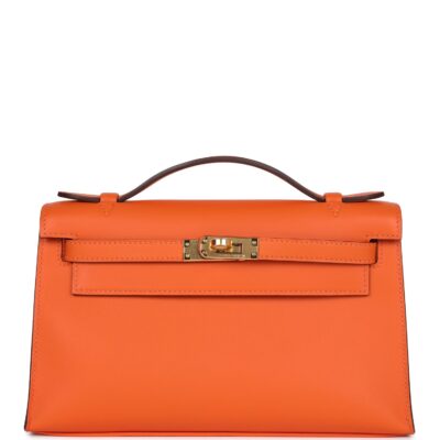 Hermes Special Order (HSS) Kelly Pochette Orange Verso Swift GHW