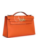 Hermes Special Order (HSS) Kelly Pochette Orange Verso Swift GHW