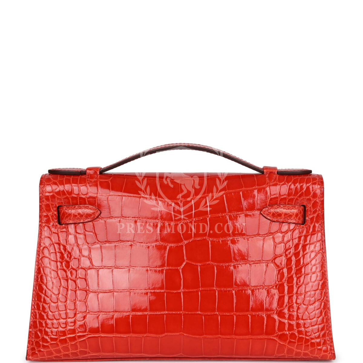 Hermes Kelly Pochette Orange Poppy Shiny Alligator PHW — изображение 4