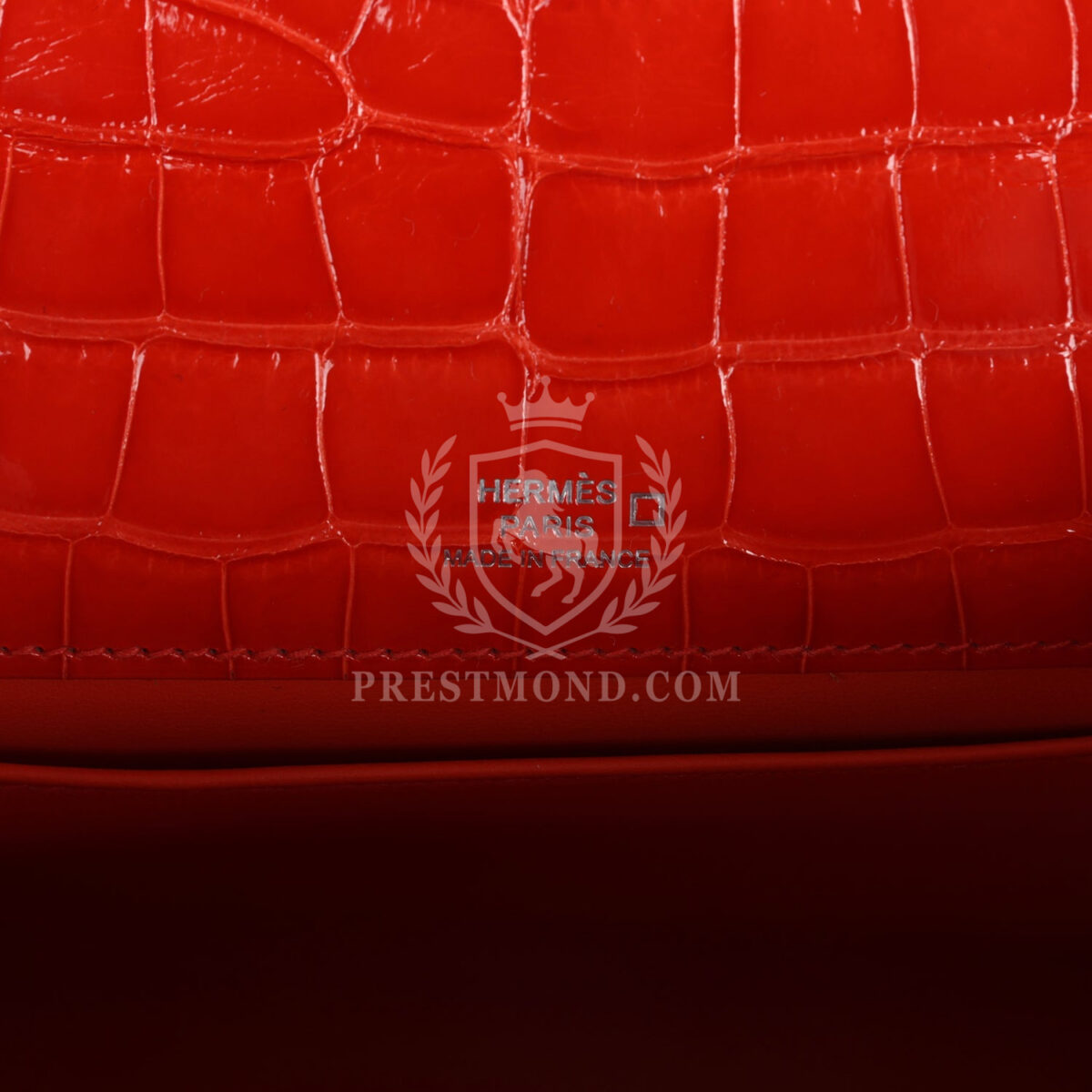 Hermes Kelly Pochette Orange Poppy Shiny Alligator PHW — изображение 7