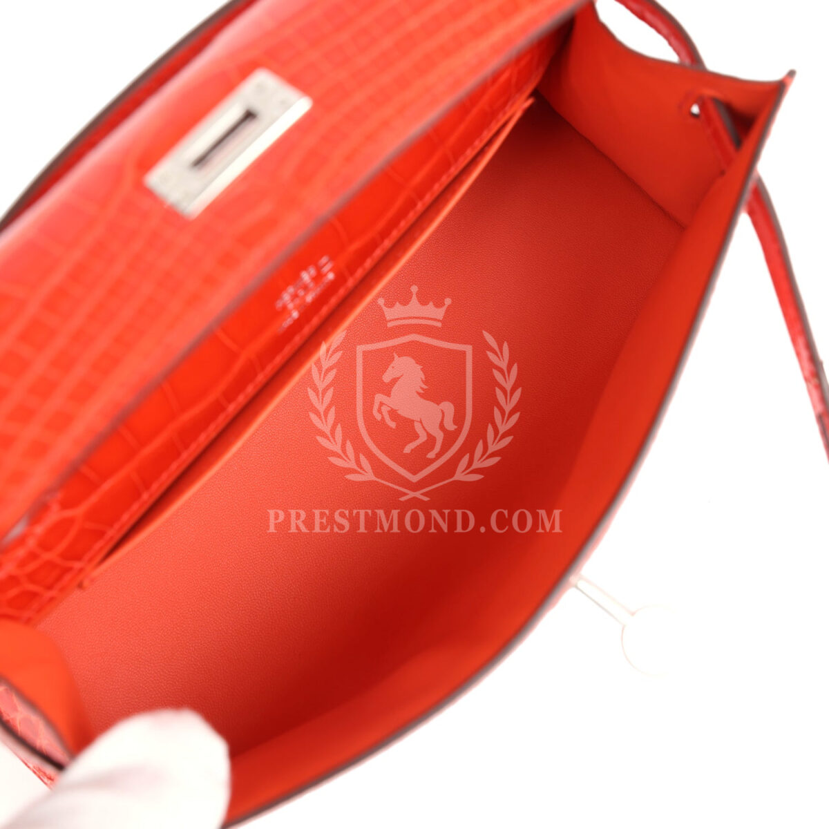 Hermes Kelly Pochette Orange Poppy Shiny Alligator PHW — изображение 8