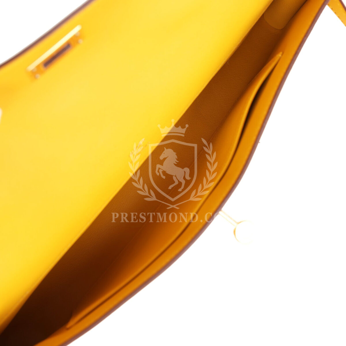 Hermes Kelly Cut Jaune Ambre Swift GHW — изображение 8