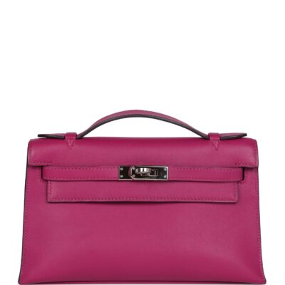 Hermes Kelly Pochette Rose Pourpre Swift PHW