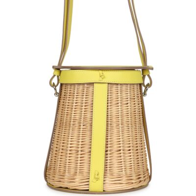 Hermes Farming Picnic Bag Lime Swift and Naturel Osier Wicker PHW