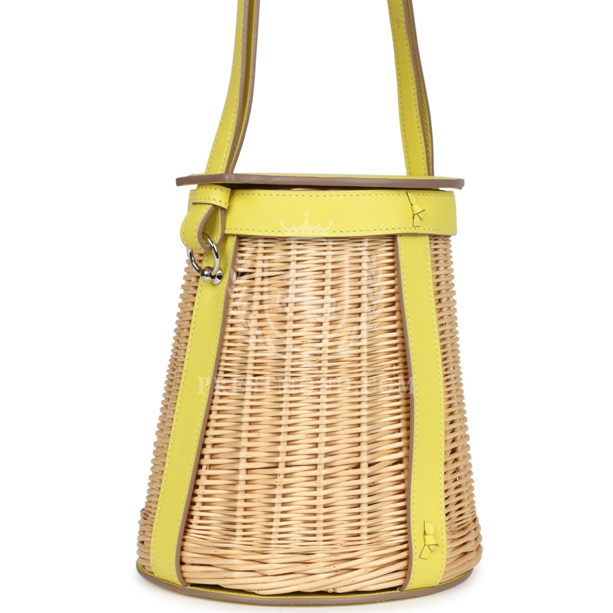 Hermes Farming Picnic Bag Lime Swift and Naturel Osier Wicker PHW — изображение 2
