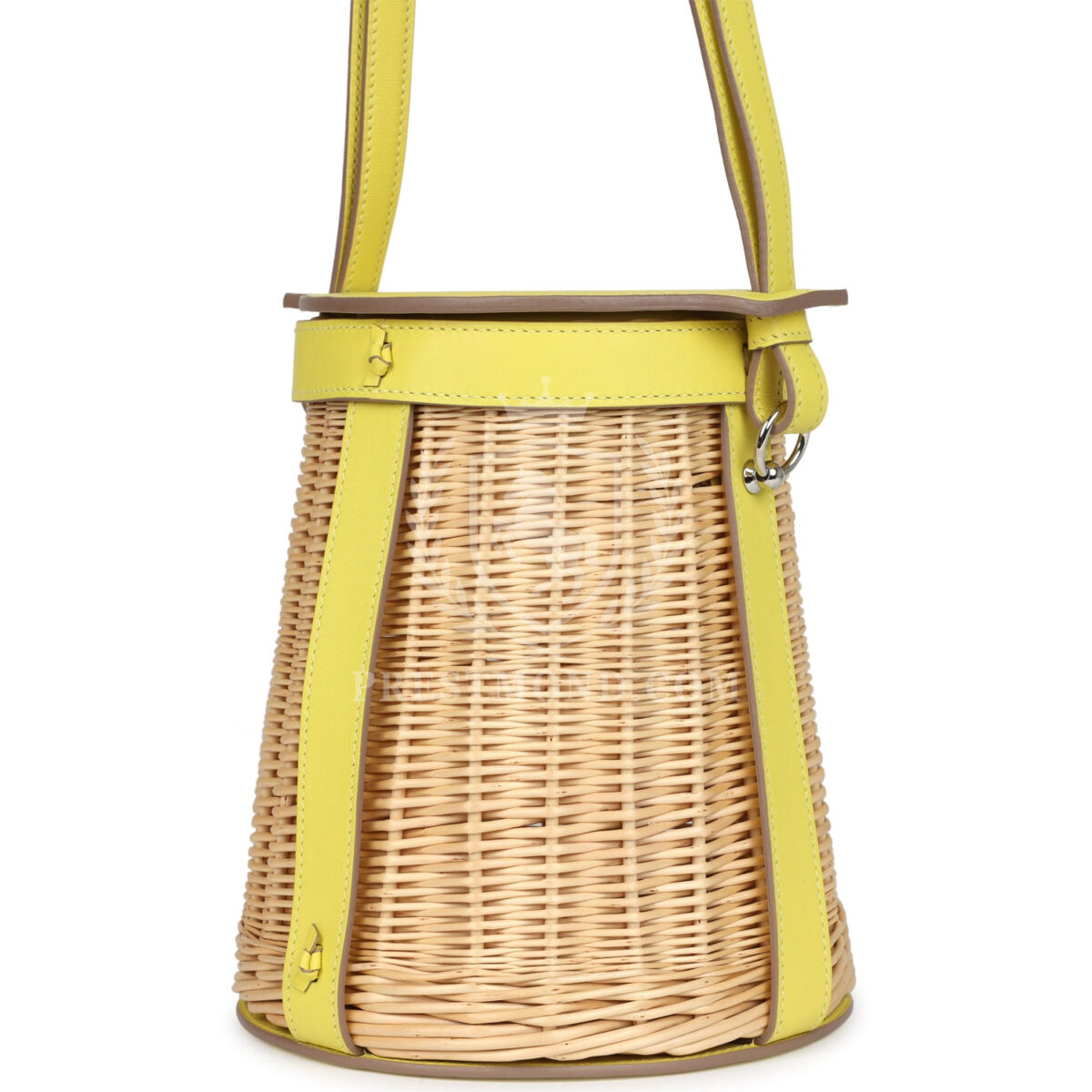 Hermes Farming Picnic Bag Lime Swift and Naturel Osier Wicker PHW — изображение 3