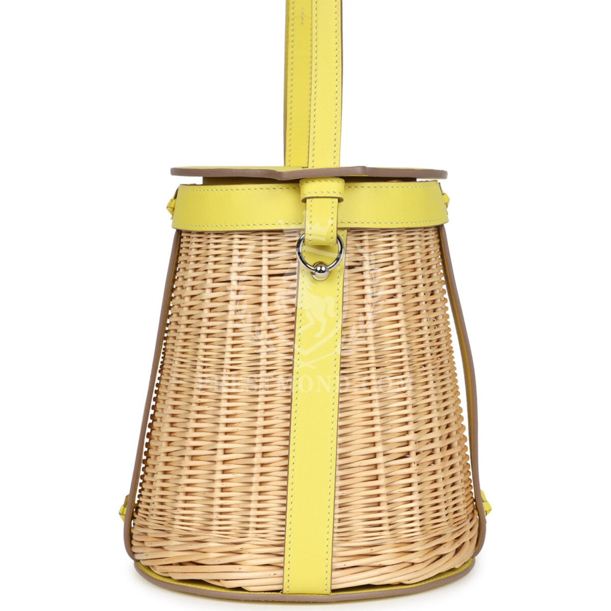 Hermes Farming Picnic Bag Lime Swift and Naturel Osier Wicker PHW — изображение 4