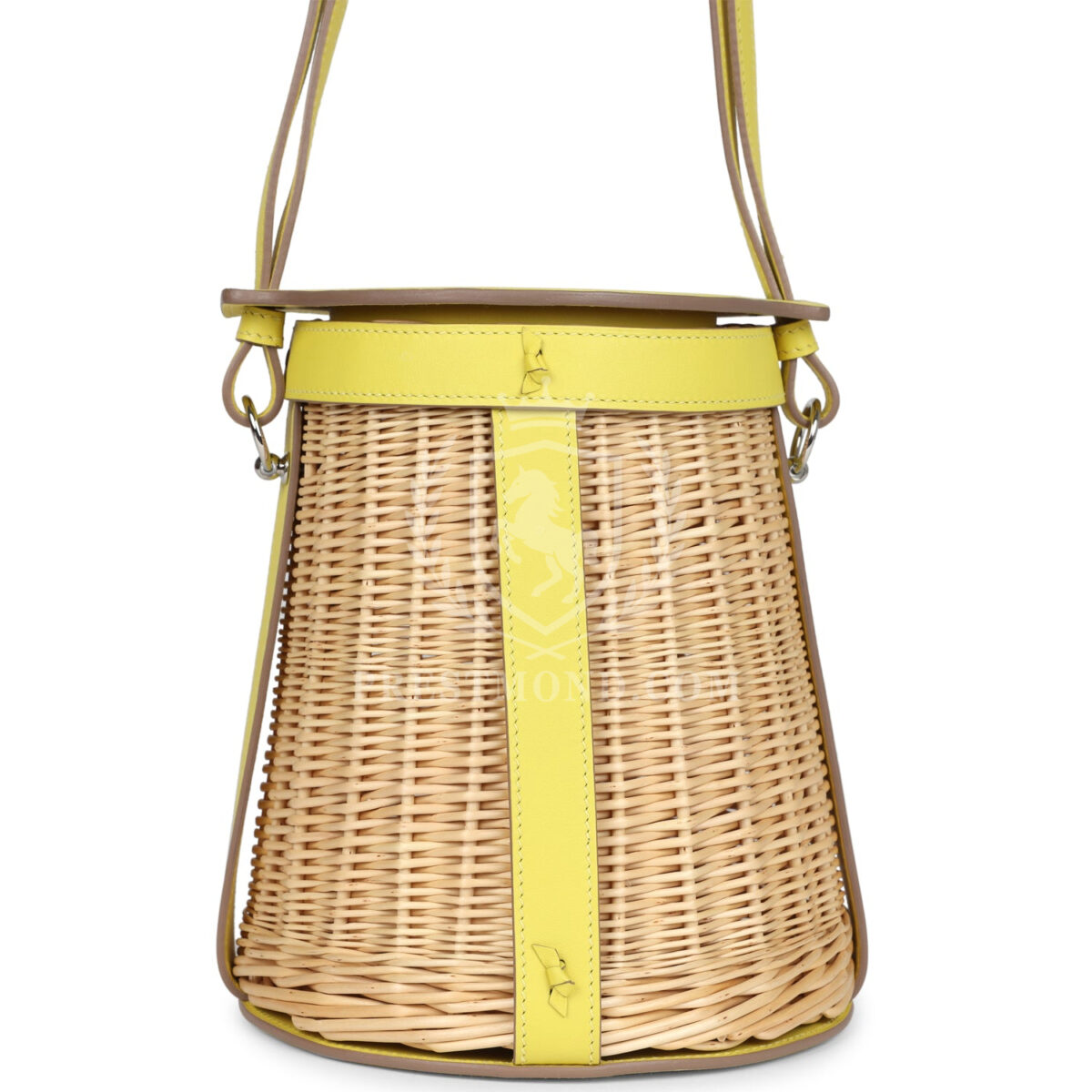 Hermes Farming Picnic Bag Lime Swift and Naturel Osier Wicker PHW — изображение 5
