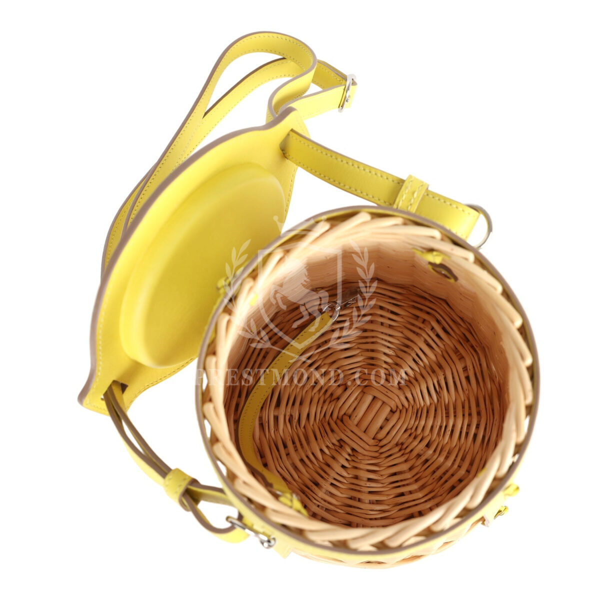 Hermes Farming Picnic Bag Lime Swift and Naturel Osier Wicker PHW — изображение 8