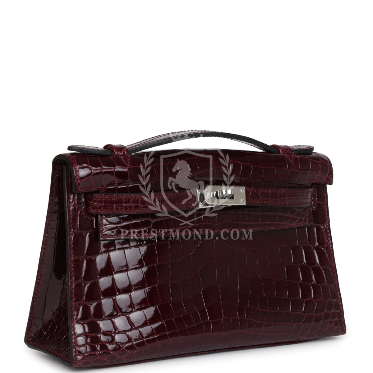 Hermes Kelly Pochette Bordeaux Shiny Niloticus Crocodile PHW — изображение 2