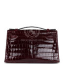 Hermes Kelly Pochette Bordeaux Shiny Niloticus Crocodile PHW