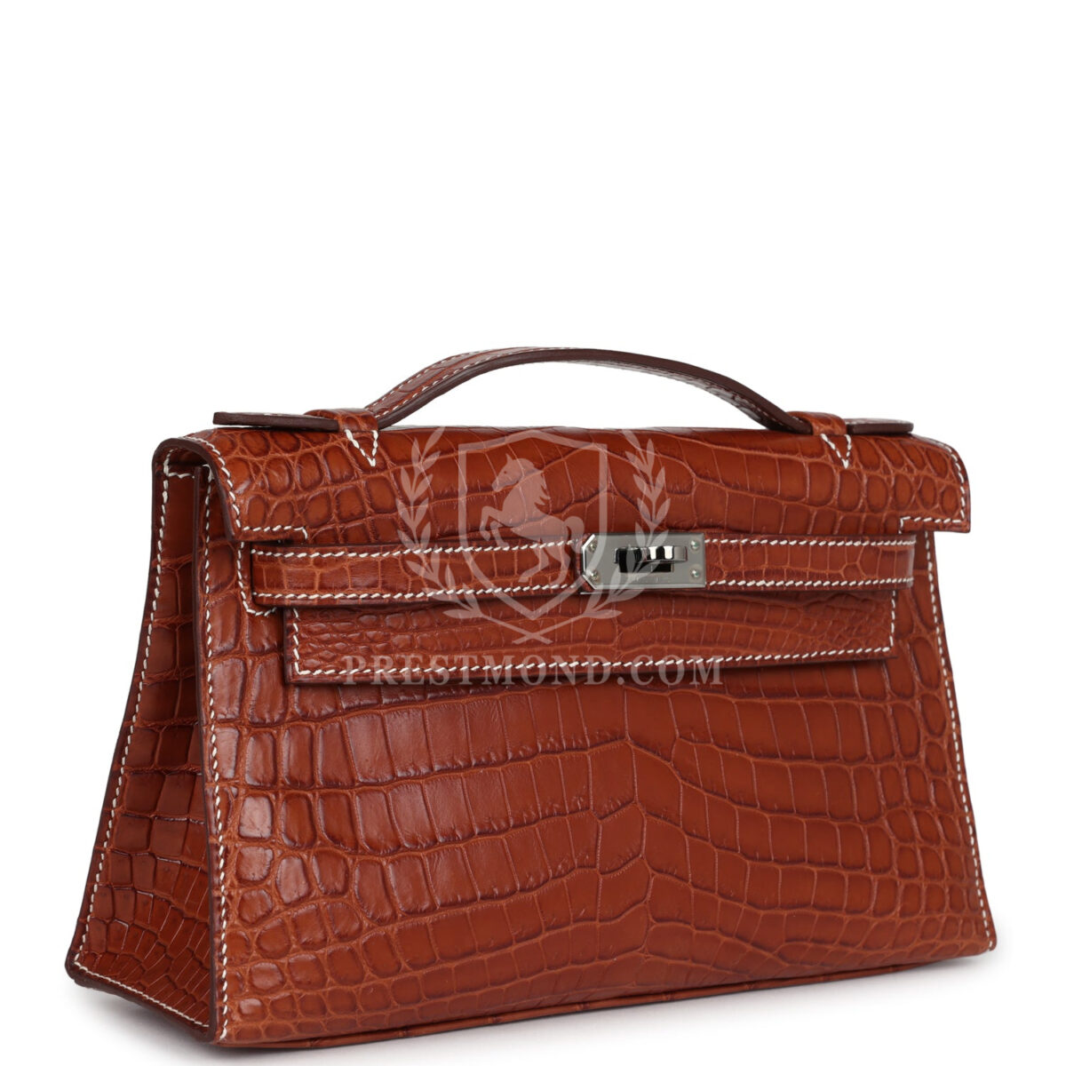 Vintage Hermes Kelly Pochette Fauve Matte Niloticus Crocodile RHW — изображение 2