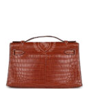 Vintage Hermes Kelly Pochette Fauve Matte Niloticus Crocodile RHW